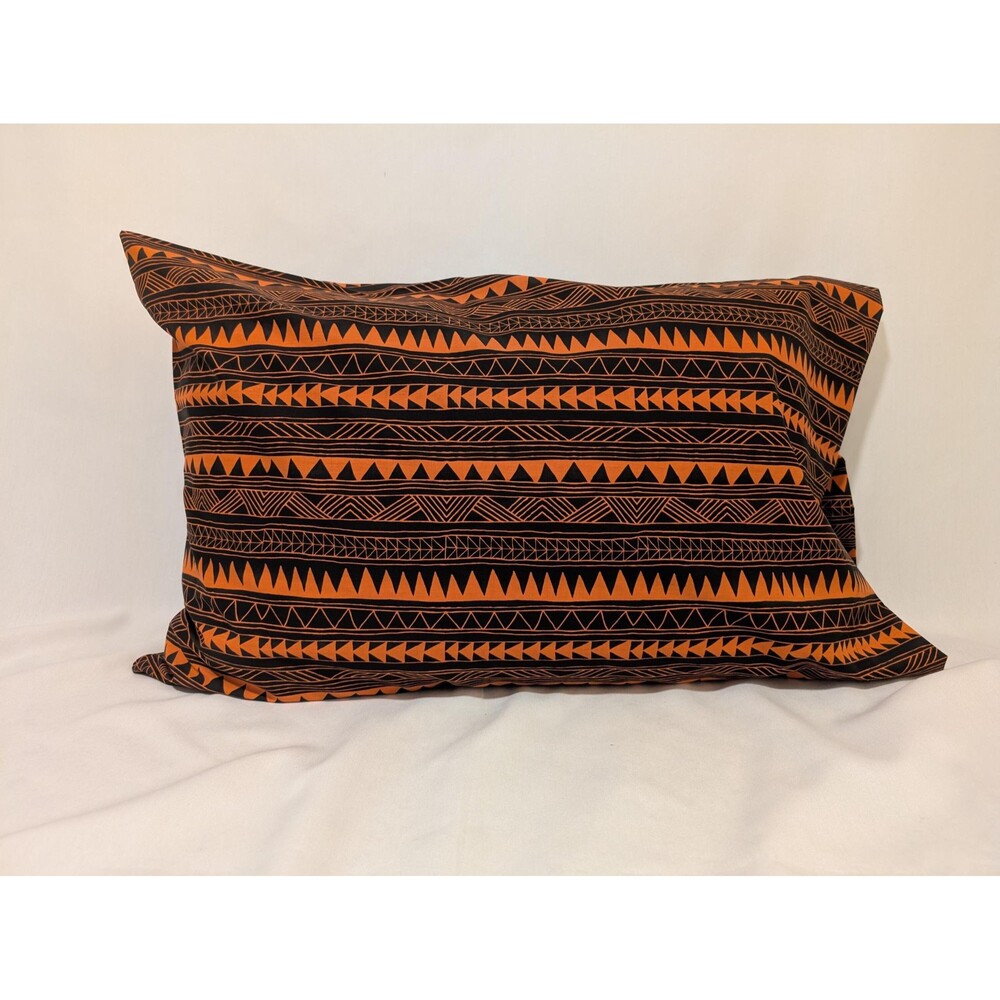 Black and Orange Tribal Print Pillowcase | Handmade | Poly-Cotton Blend